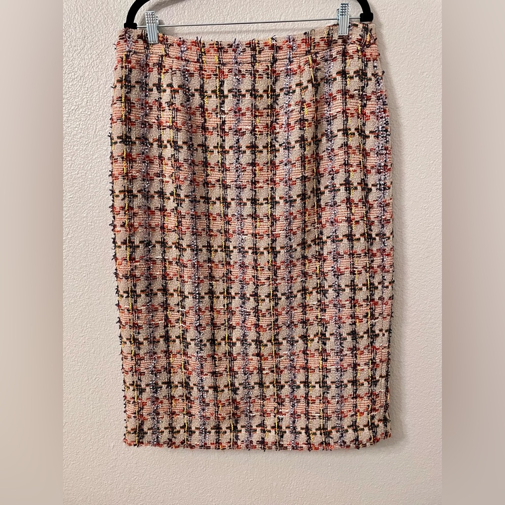 Halogen Size 14 Midi-length tweed skirt Multi-Color